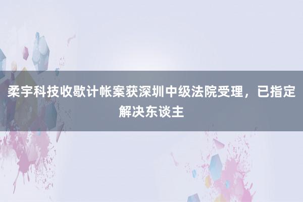 柔宇科技收歇计帐案获深圳中级法院受理，已指定解决东谈主