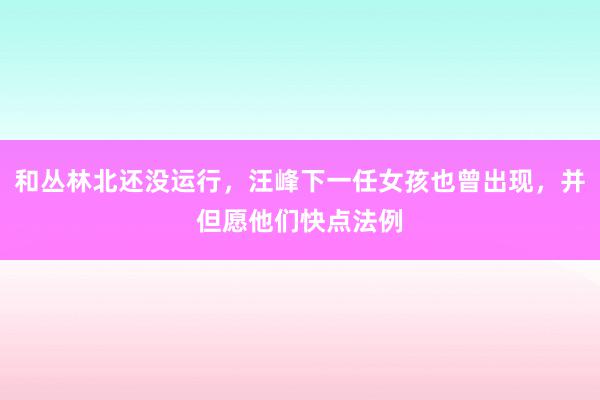 和丛林北还没运行，汪峰下一任女孩也曾出现，并但愿他们快点法例