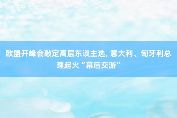 欧盟开峰会敲定高层东谈主选, 意大利、匈牙利总理起火“幕后交游”