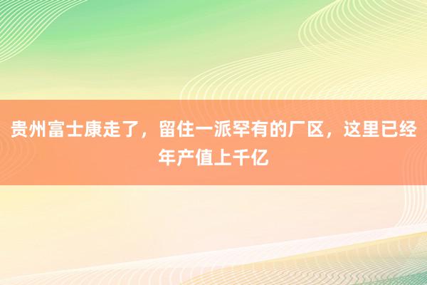 贵州富士康走了，留住一派罕有的厂区，这里已经年产值上千亿