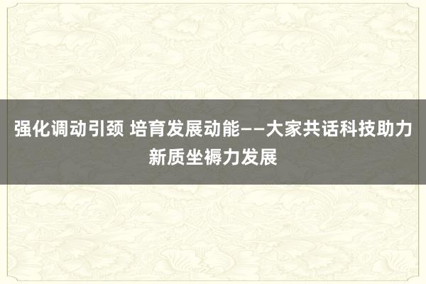 强化调动引颈 培育发展动能——大家共话科技助力新质坐褥力发展