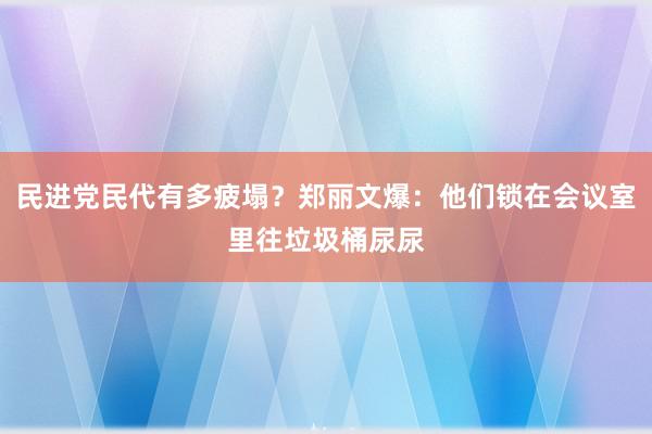 民进党民代有多疲塌？郑丽文爆：他们锁在会议室里往垃圾桶尿尿