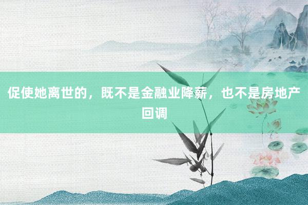 促使她离世的，既不是金融业降薪，也不是房地产回调