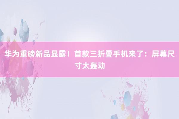 华为重磅新品显露！首款三折叠手机来了：屏幕尺寸太轰动