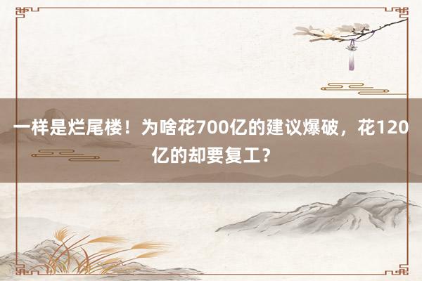 一样是烂尾楼！为啥花700亿的建议爆破，花120亿的却要复工？