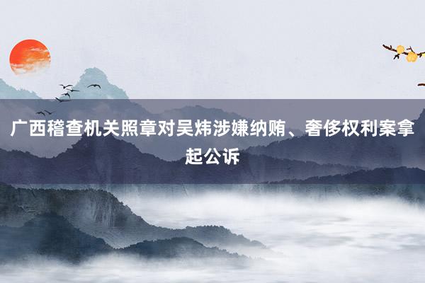 广西稽查机关照章对吴炜涉嫌纳贿、奢侈权利案拿起公诉