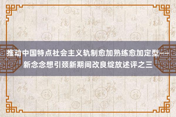 推动中国特点社会主义轨制愈加熟练愈加定型——新念念想引颈新期间改良绽放述评之三