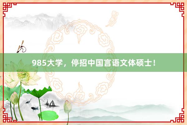 985大学，停招中国言语文体硕士！