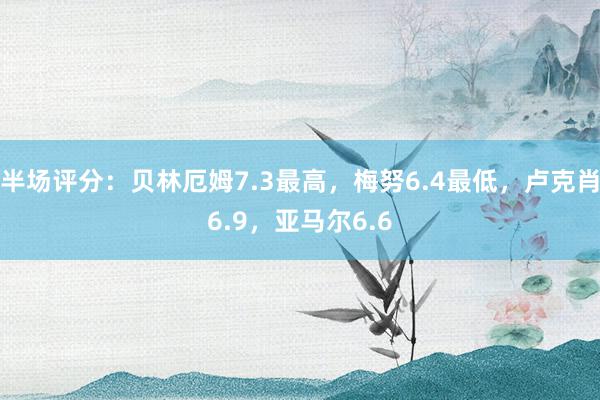 半场评分：贝林厄姆7.3最高，梅努6.4最低，卢克肖6.9，亚马尔6.6