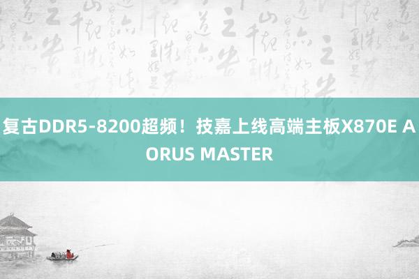 复古DDR5-8200超频！技嘉上线高端主板X870E AORUS MASTER