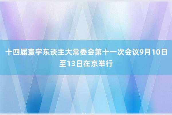 十四届寰宇东谈主大常委会第十一次会议9月10日至13日在京举行