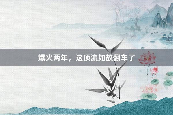 爆火两年，这顶流如故翻车了