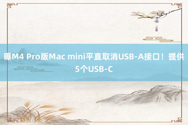 曝M4 Pro版Mac mini平直取消USB-A接口！提供5个USB-C