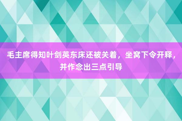 毛主席得知叶剑英东床还被关着，坐窝下令开释，并作念出三点引导