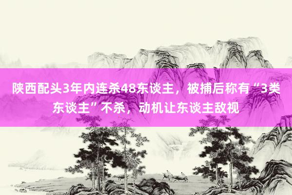 陕西配头3年内连杀48东谈主，被捕后称有“3类东谈主”不杀，动机让东谈主敌视