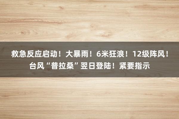 救急反应启动！大暴雨！6米狂浪！12级阵风！台风“普拉桑”翌日登陆！紧要指示