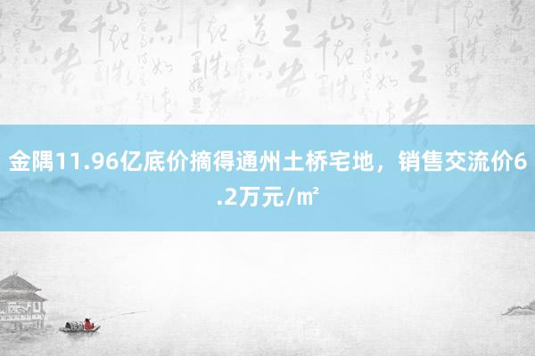 金隅11.96亿底价摘得通州土桥宅地，销售交流价6.2万元/㎡