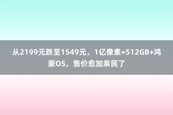 从2199元跌至1549元，1亿像素+512GB+鸿蒙OS，售价愈加亲民了